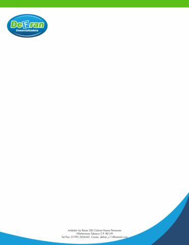 Hoja membretada Defran Comercializadora